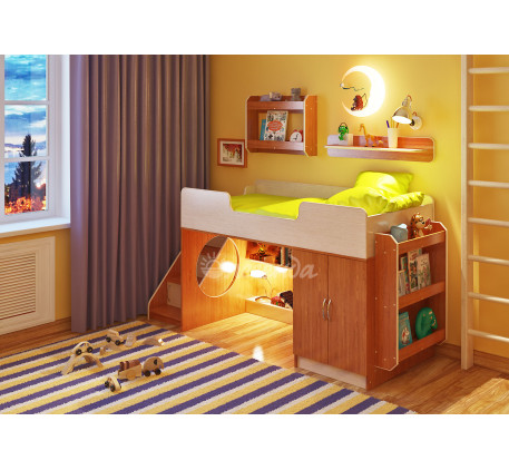 Кровать Легенда-2.3 (Сказка-2) со столом Л-01 и лестницей ЛУ-02, спальное место 160х80 см